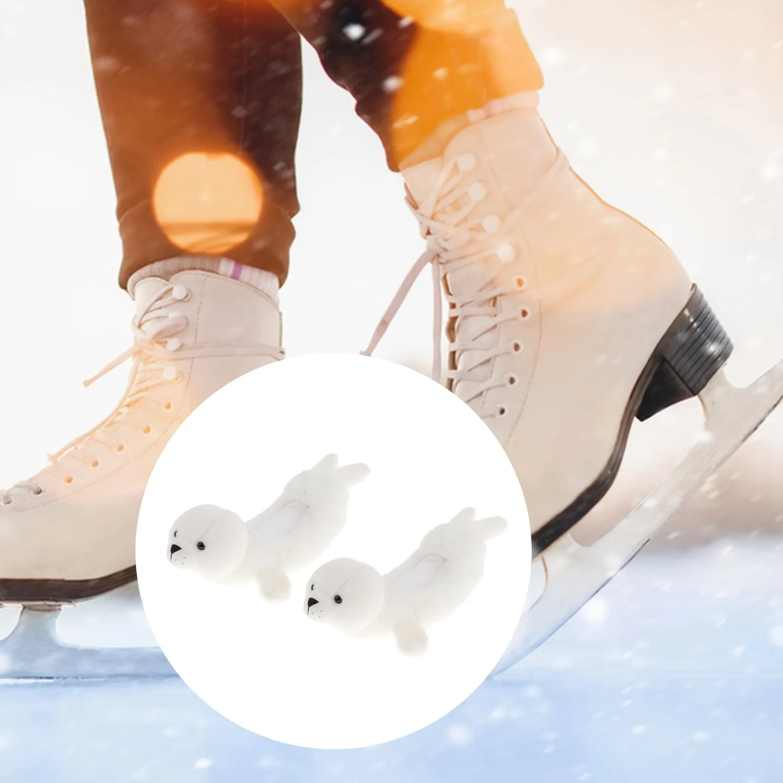 Cute Seal Plush Ice Skate Covers - Soft, Durable Blade Protectors For Figure & Hockey Skates, Fits Sizes 26-28