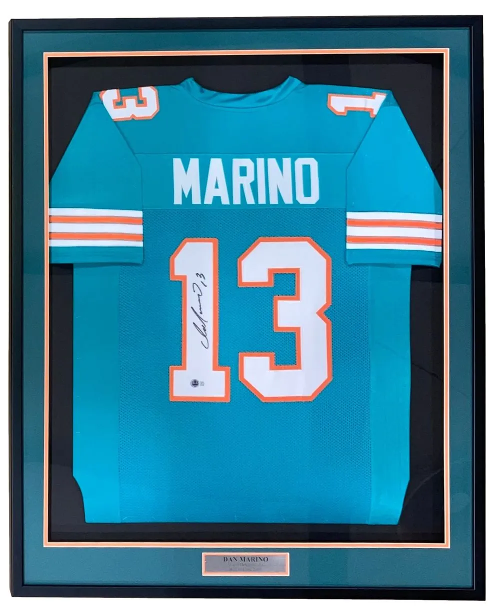 Dan Marino Miami Signed Framed Custom Teal Football Jersey BAS