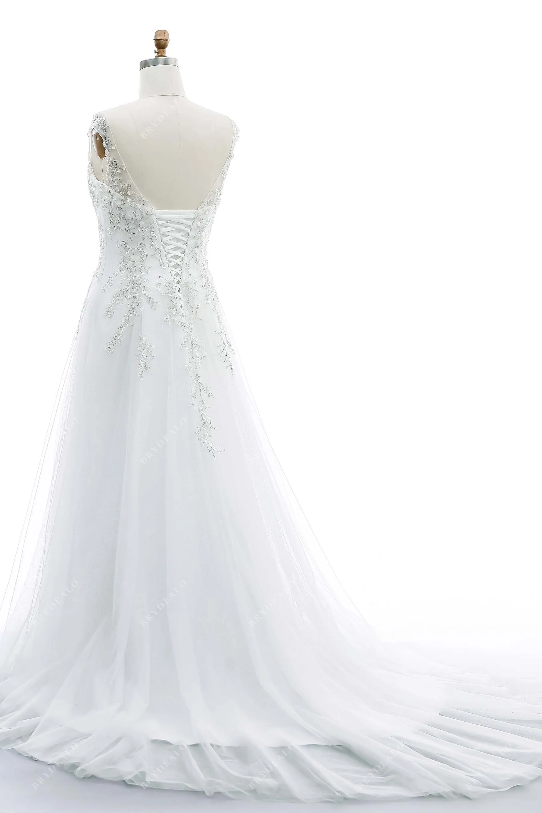 Dazzled Plus Size Illusion Neck Wedding Dress