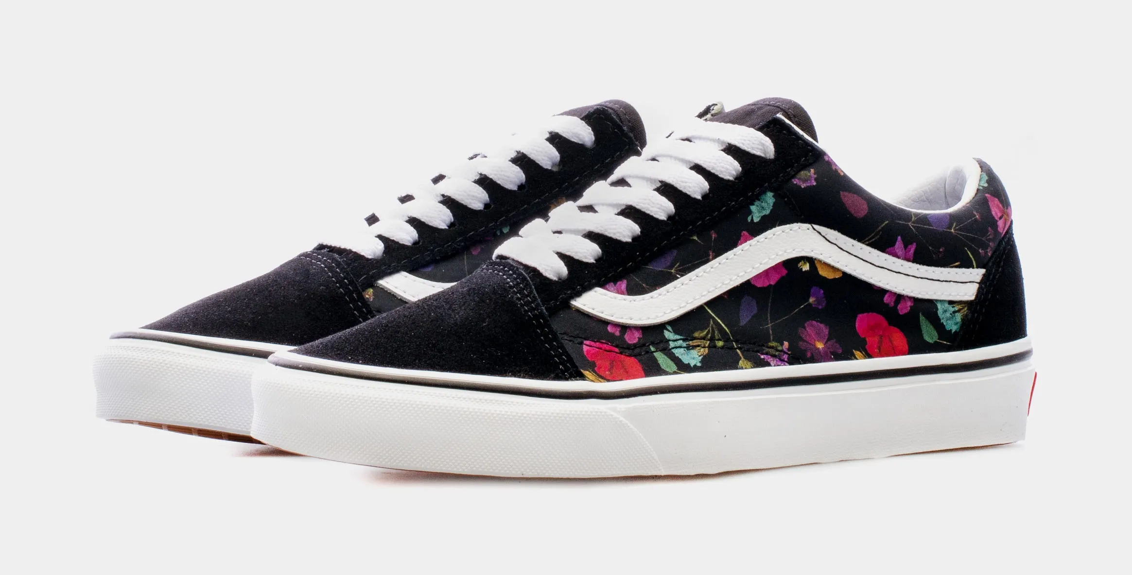 Floral Old Skool Womens Skate Shoes (Black)