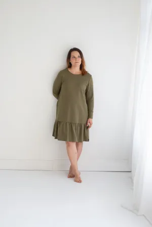 Frill Dress Forest Green