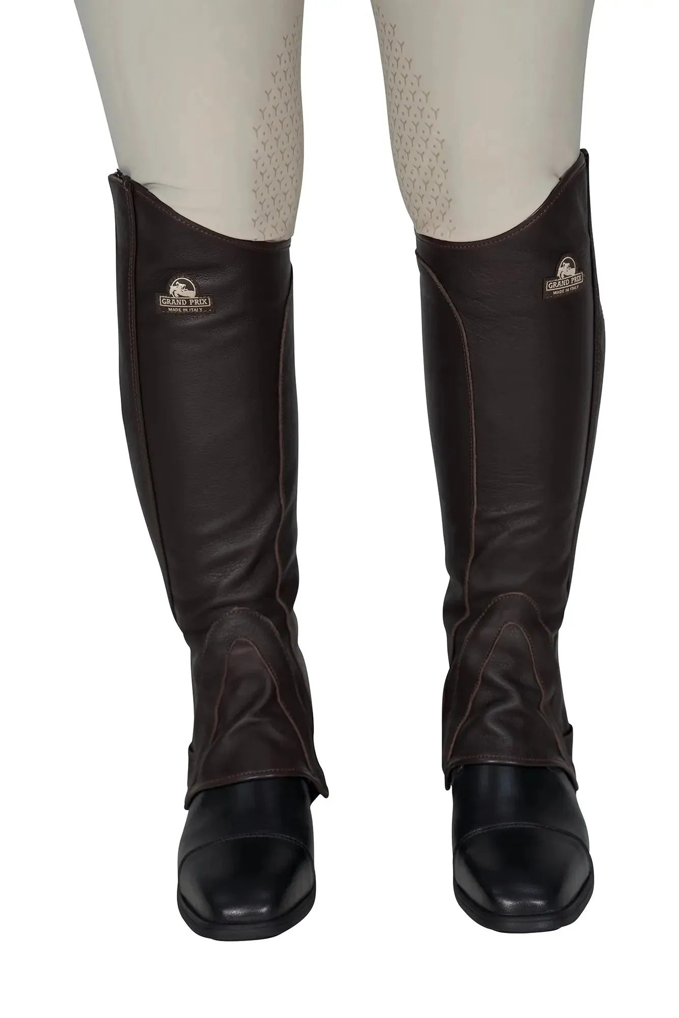 Grand Prix Full Italian Leather Half Chaps, Brown