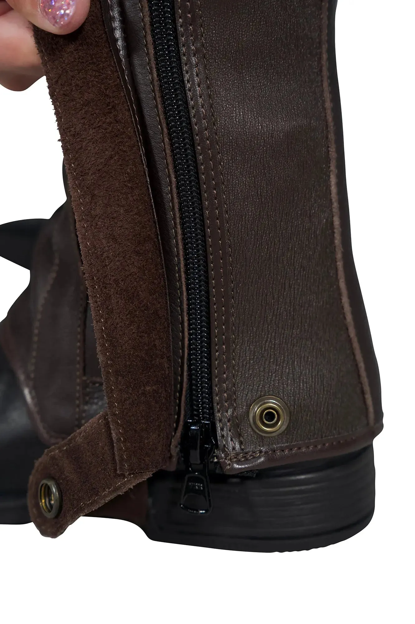 Grand Prix Full Italian Leather Half Chaps, Brown