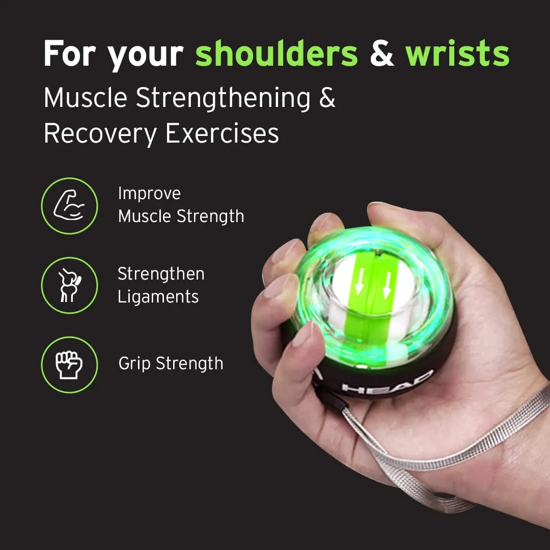 HEAD Wrist Ball Trainer - Auto-Start Arm Strengthener | Gyroscopic Wrist and Forearm Exerciser with LED | Muscle and Bones Workout