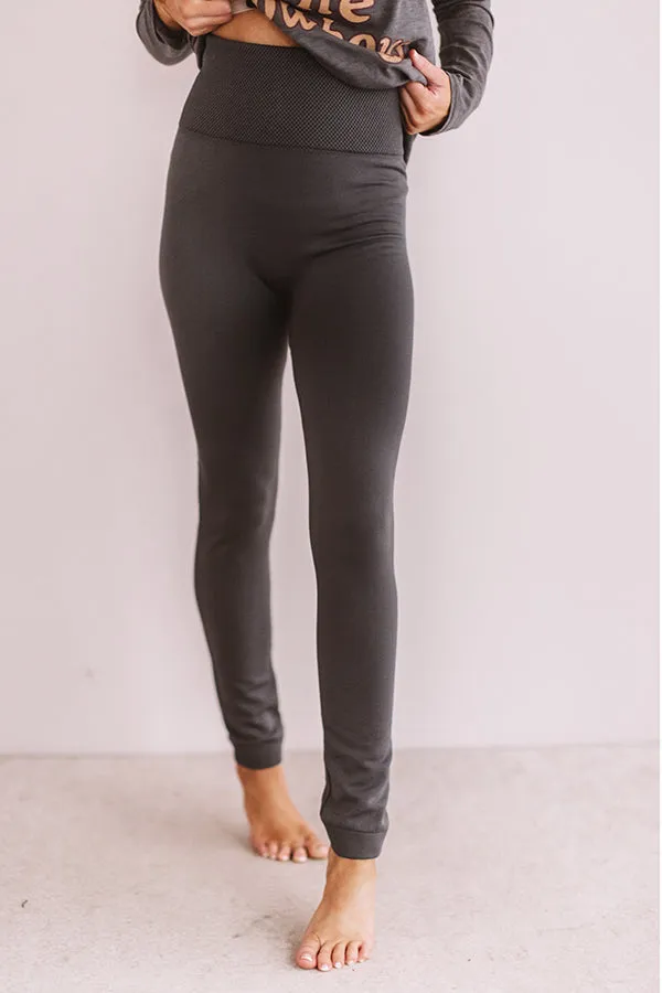 High Waist Fleece Lined Legging in Charcoal