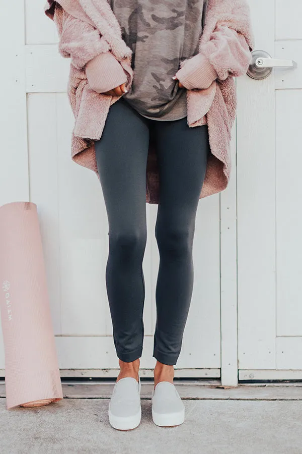 High Waist Fleece Lined Legging in Charcoal