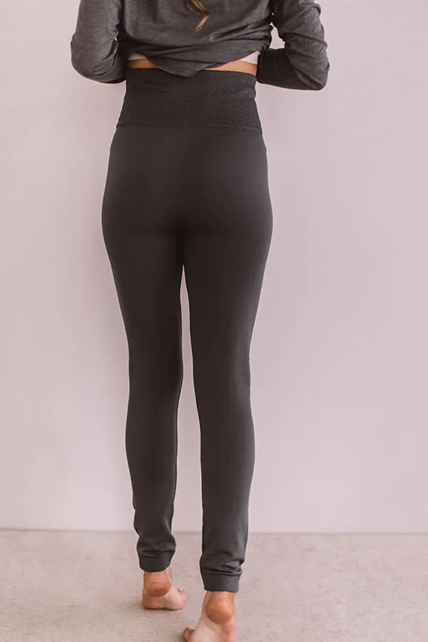 High Waist Fleece Lined Legging in Charcoal