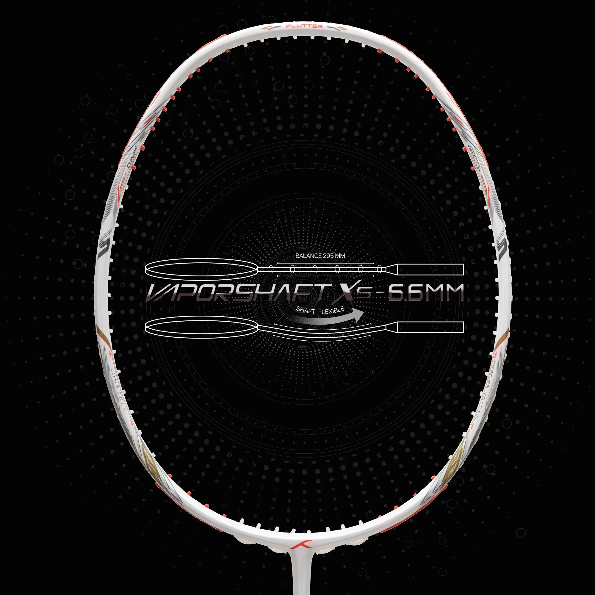 Hundred Flutter S Ctrl Superior Control Slim Shaft Unstrung Badminton Racquet (White / Red)