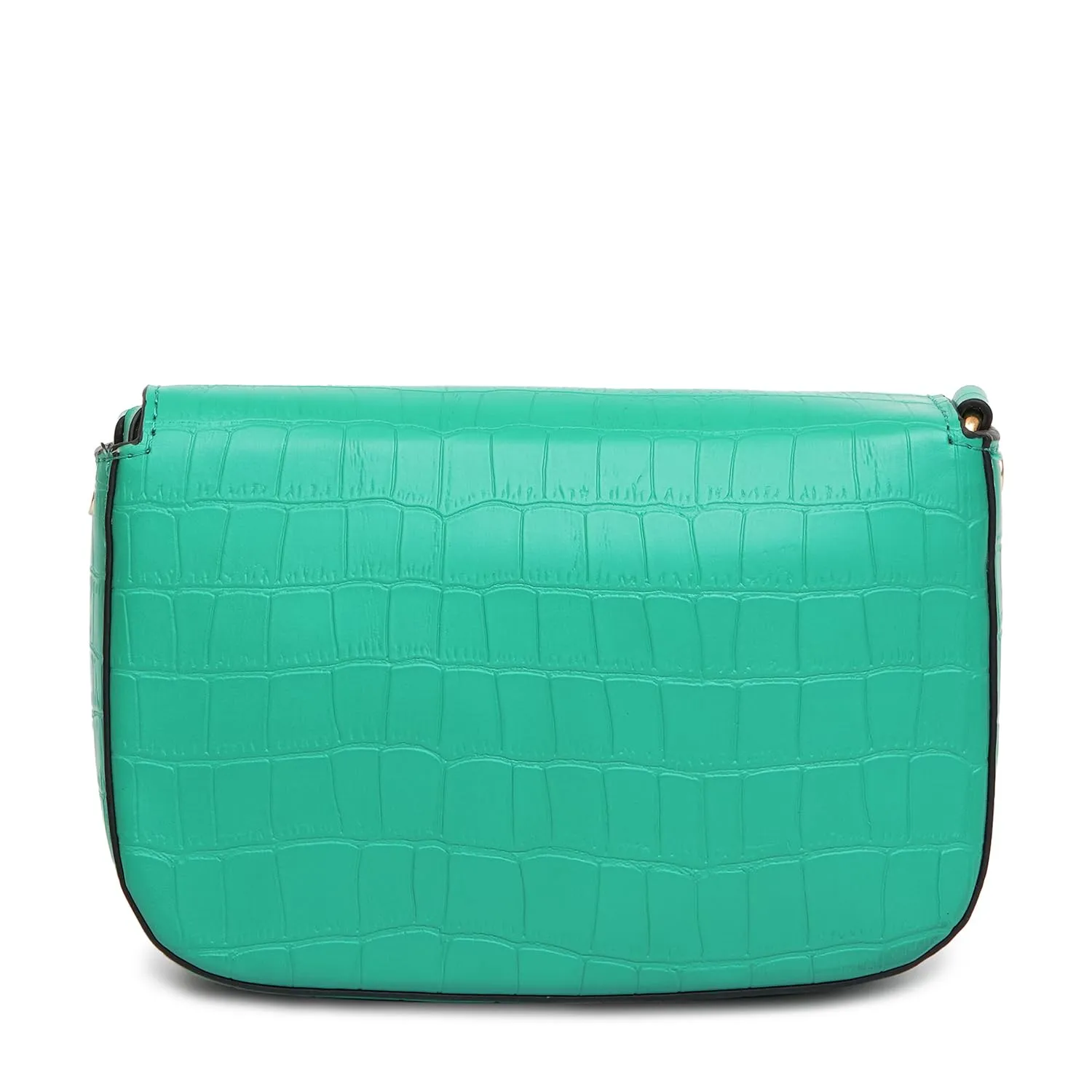 KLEIO Vegan Leather Mini Croco Textured Shoulder Bag Women with Magnetic Closure (Green)