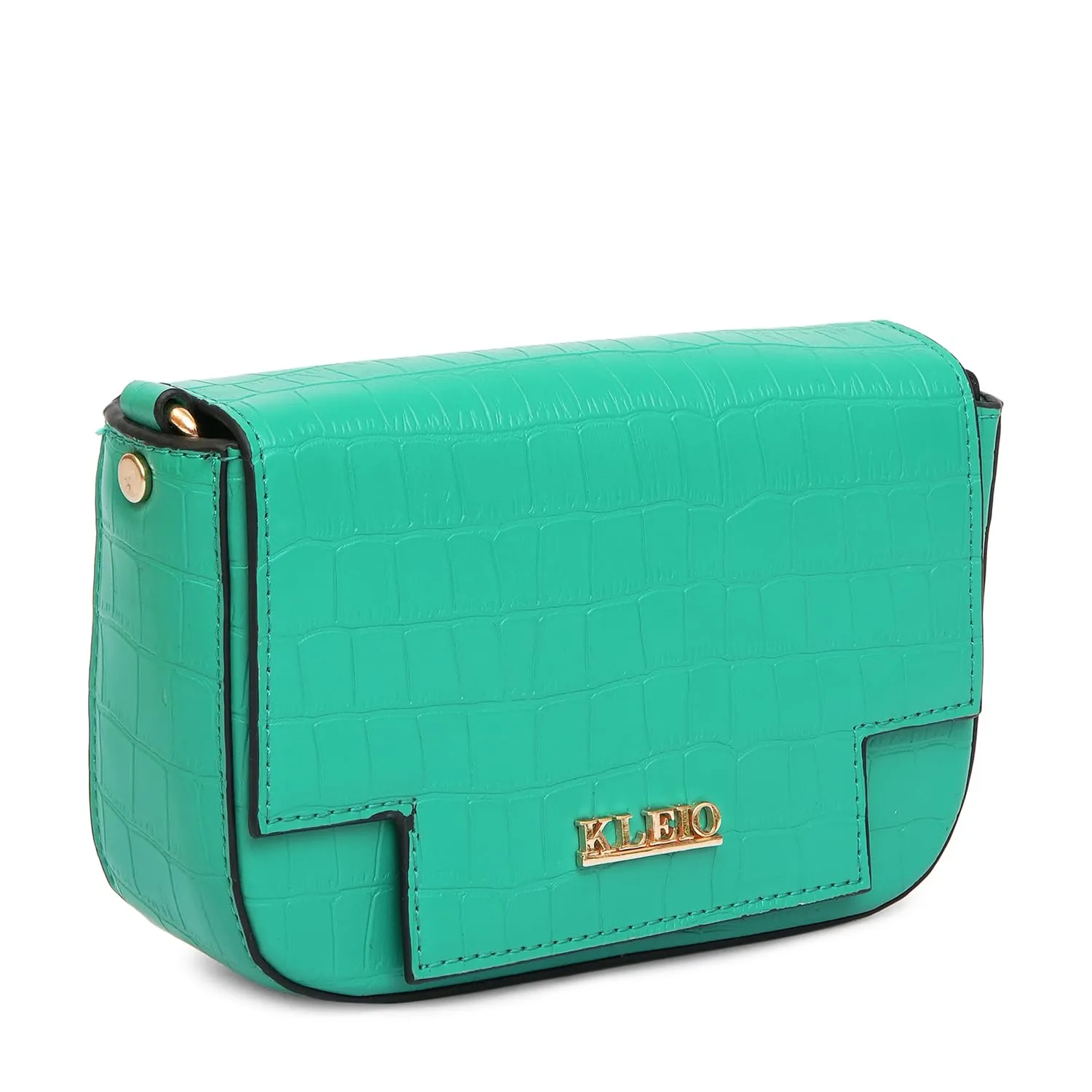 KLEIO Vegan Leather Mini Croco Textured Shoulder Bag Women with Magnetic Closure (Green)