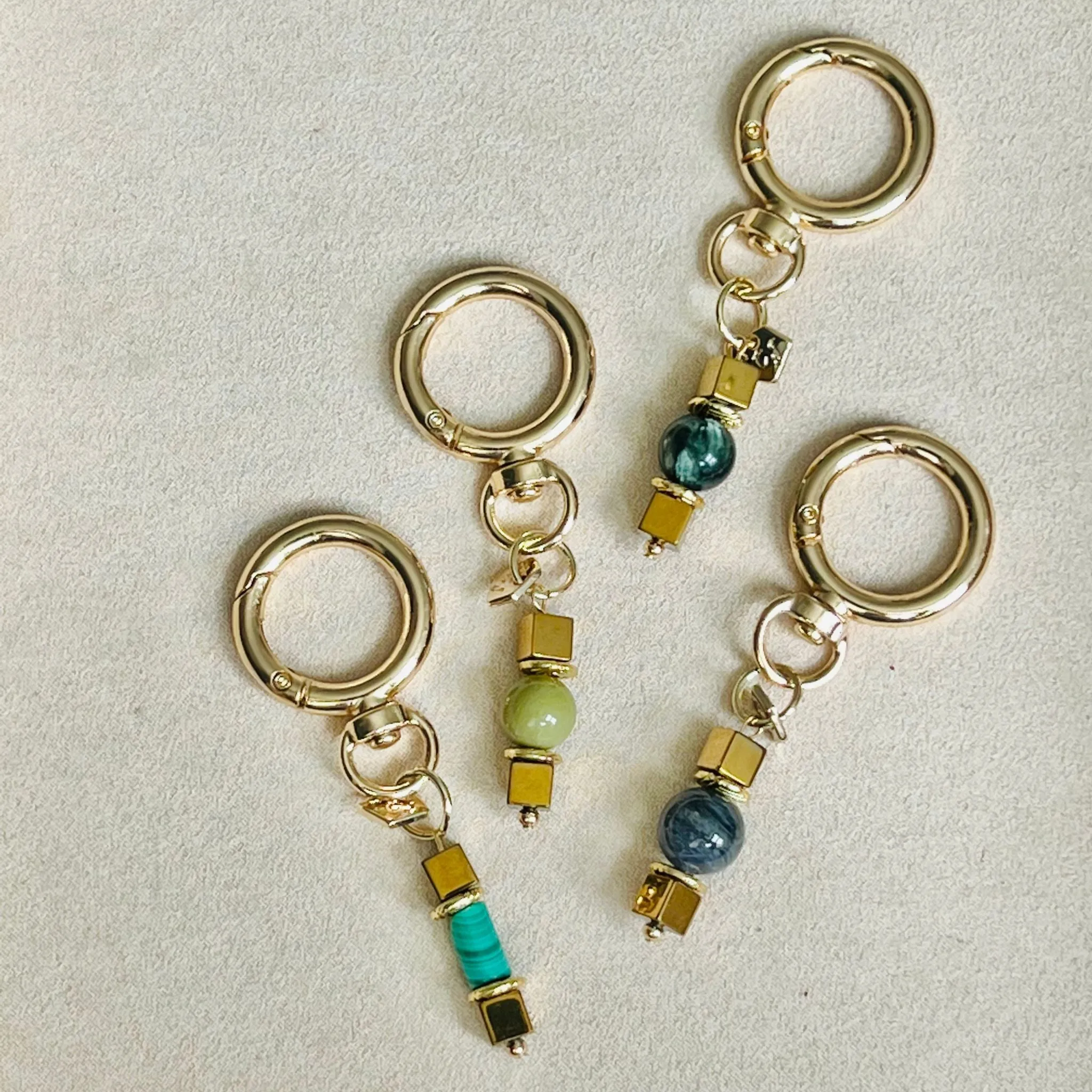 Labradorite & Gold Hematite Bag Charm/ Key Ring