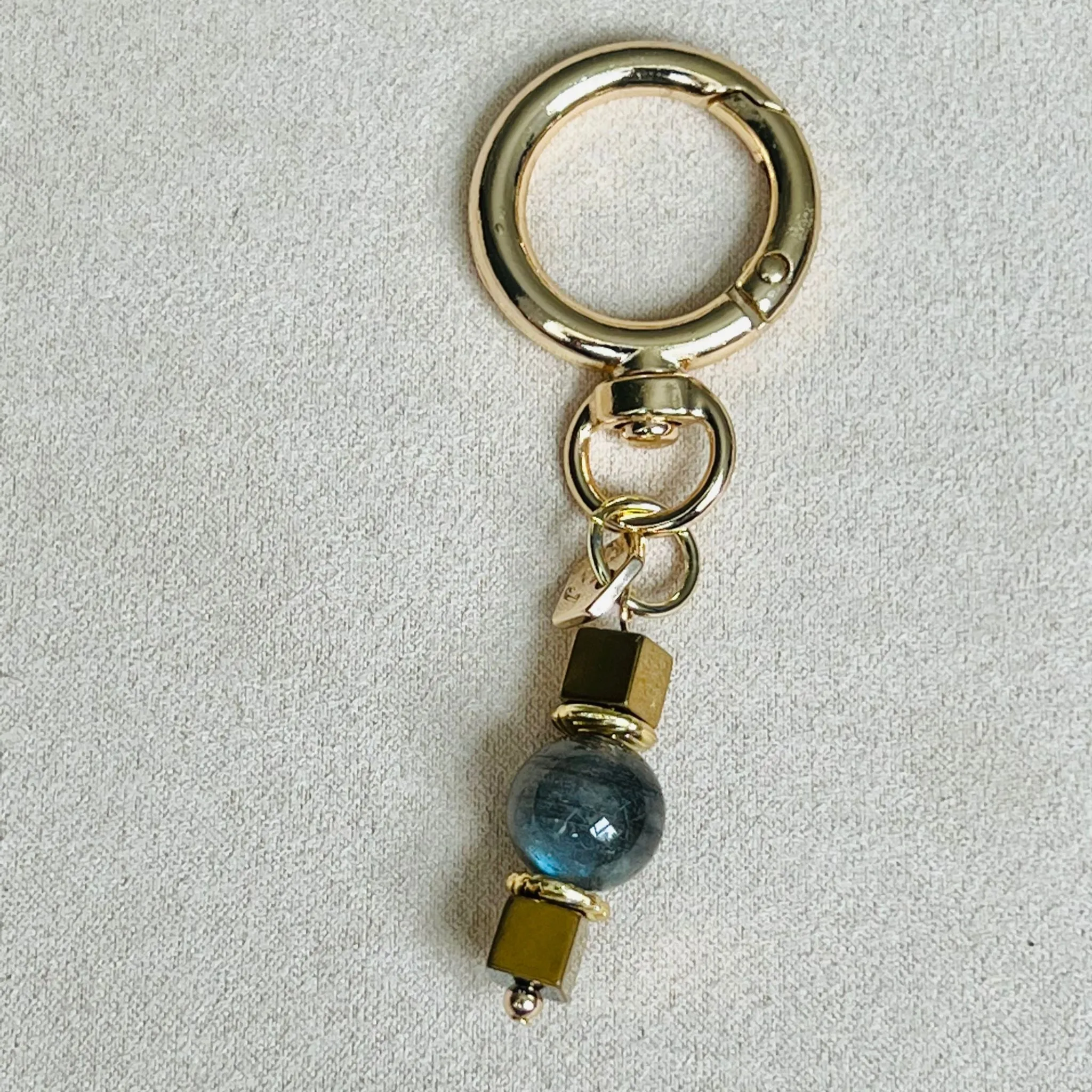 Labradorite & Gold Hematite Bag Charm/ Key Ring