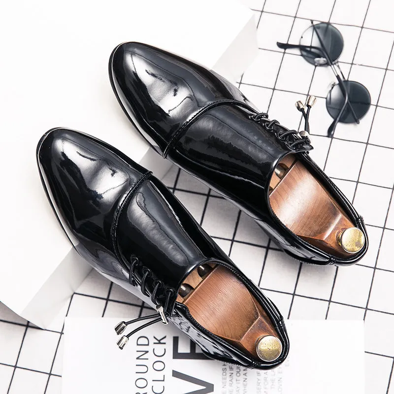 Leather shoes men's summer breathable large size men wearing casual shoes business dress white tide shoes Korean version of men's shoes