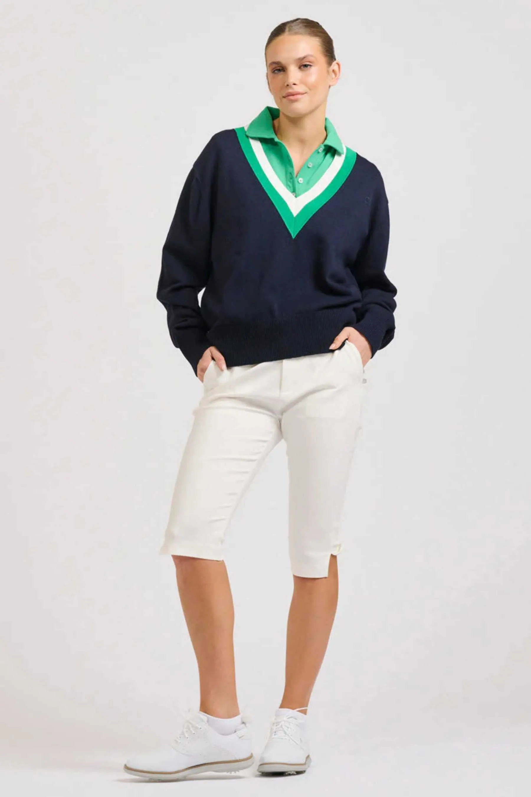 Links Sweater | French Navy/Green/Club White