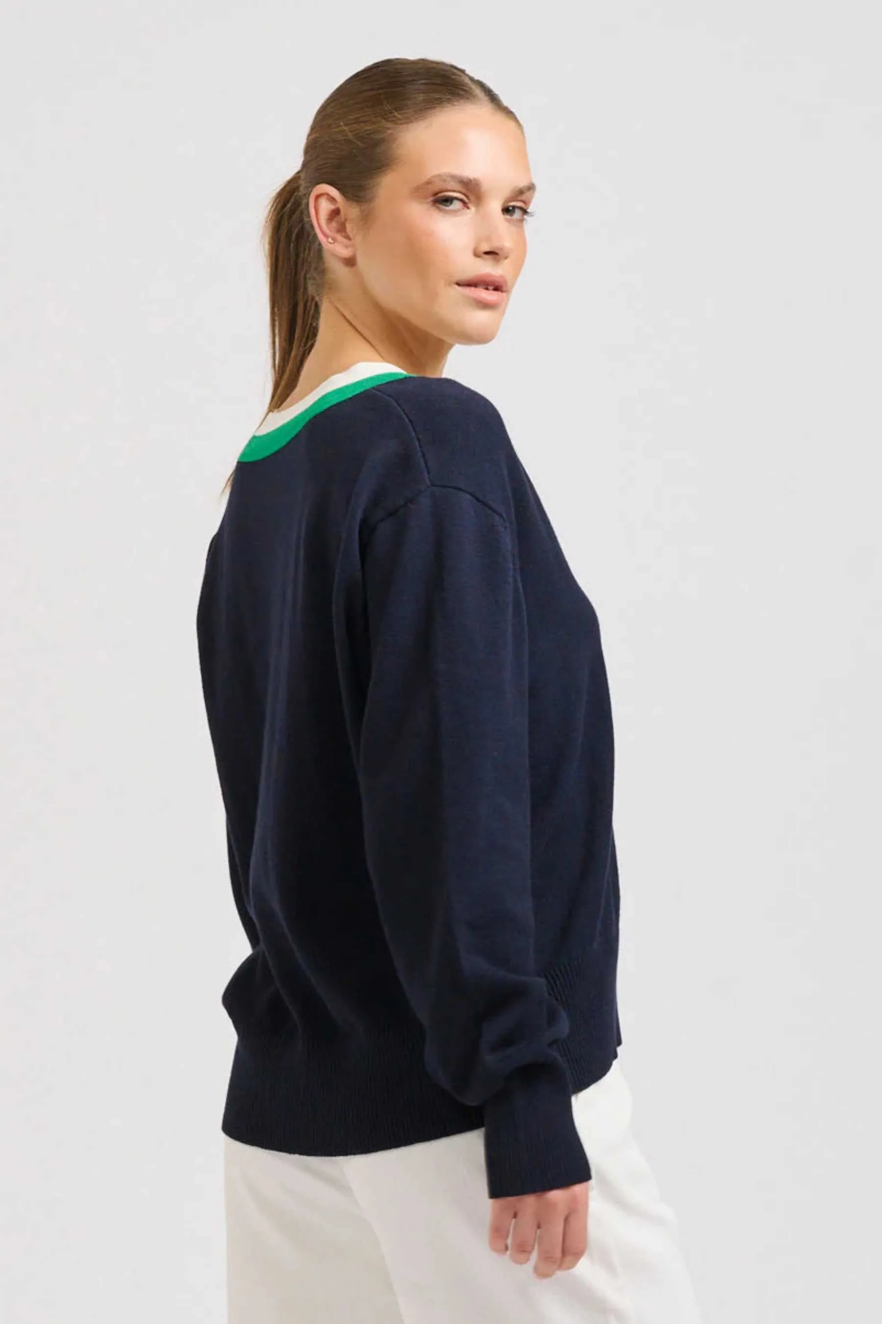 Links Sweater | French Navy/Green/Club White