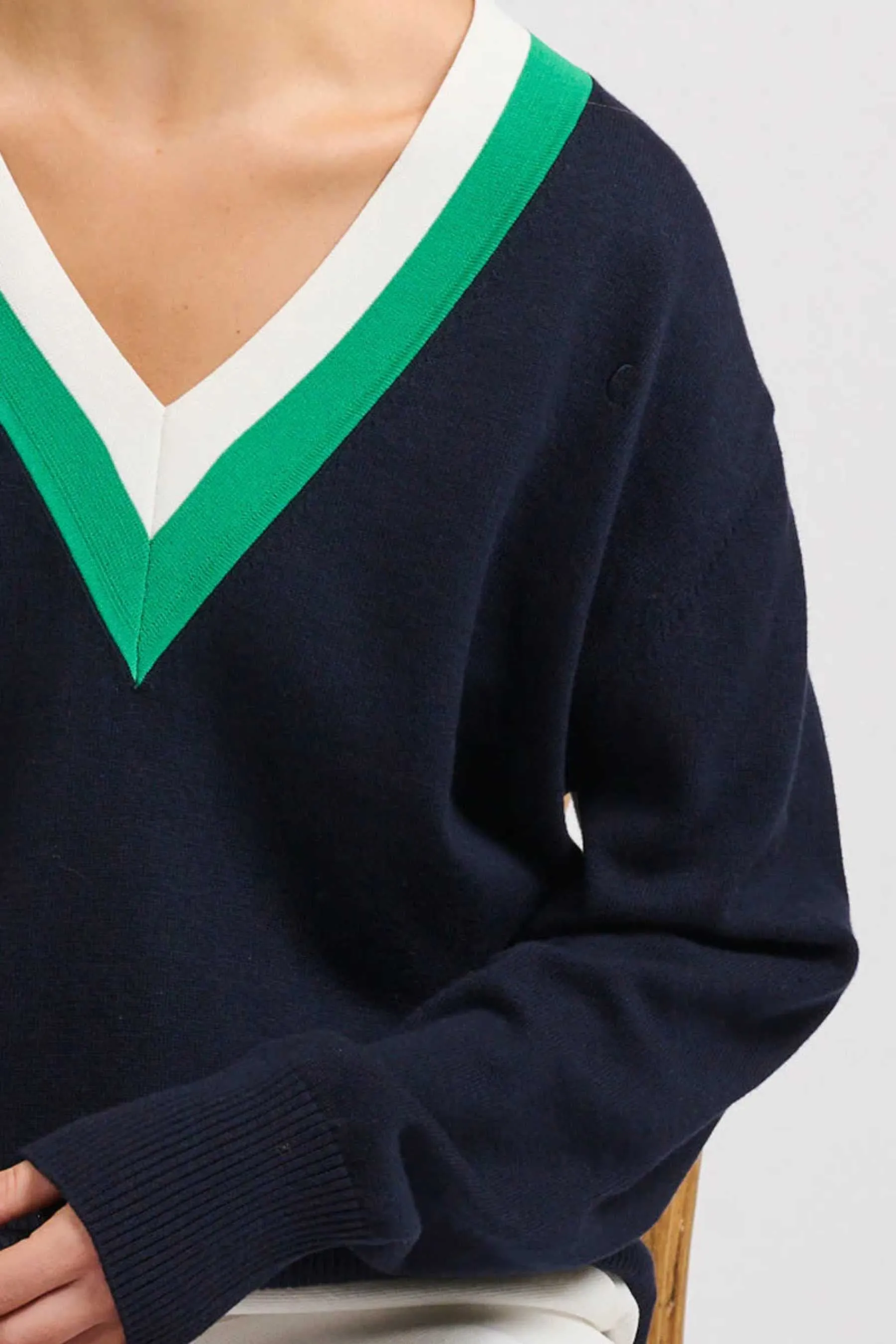 Links Sweater | French Navy/Green/Club White