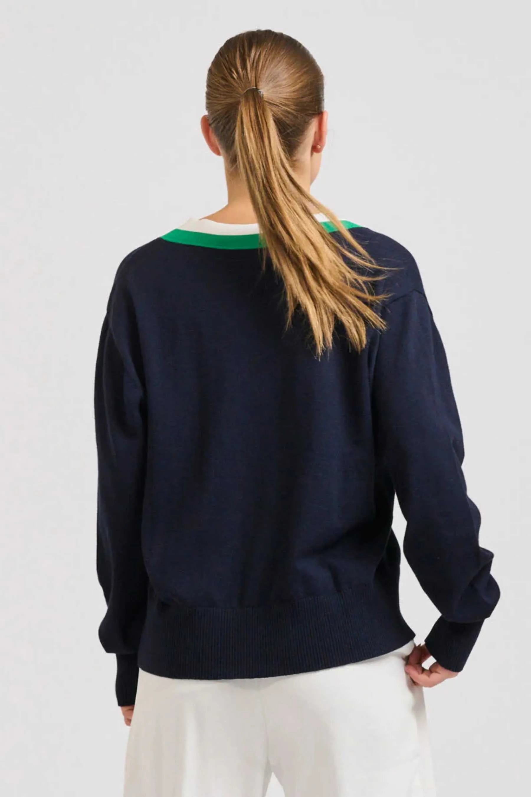 Links Sweater | French Navy/Green/Club White