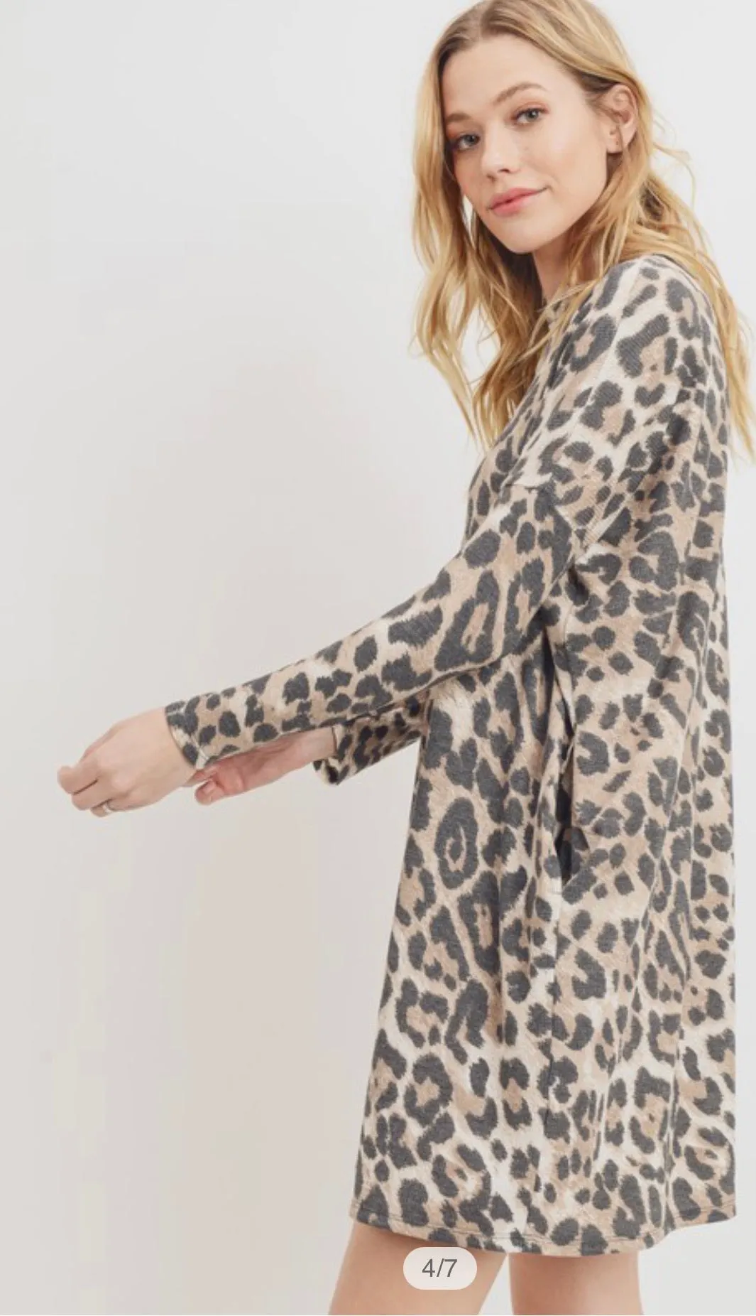 Long Sleeve  Leopard Print Dress