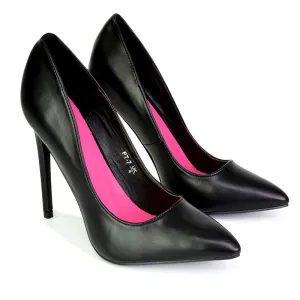 Lu-Lu Pointed Toe Statement Stiletto High Heel Court Shoes in Black