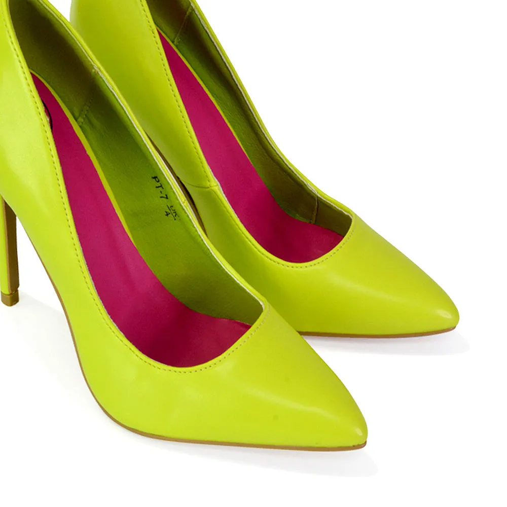 Lu-Lu Pointed Toe Statement Stiletto High Heel Court Shoes in Pastel Green