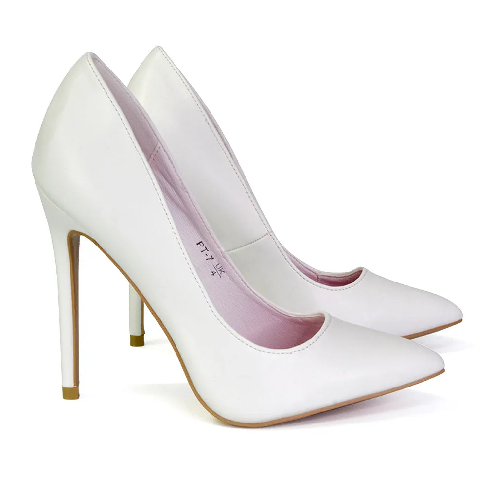 Lu-Lu Pointed Toe Statement Stiletto High Heel Court Shoes in Pastel Green