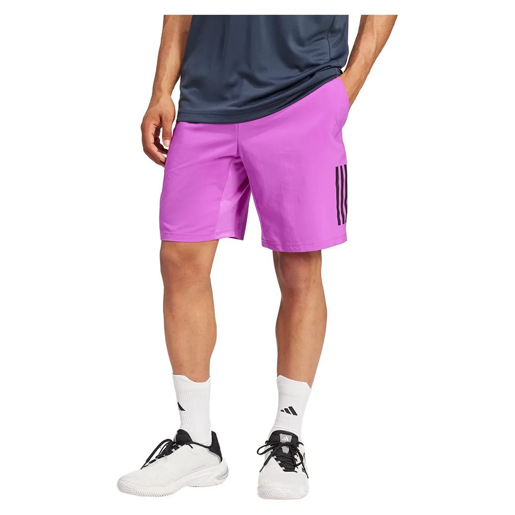 Mens 7 Inch Club 3 Stripe Tennis Short Purple Burst