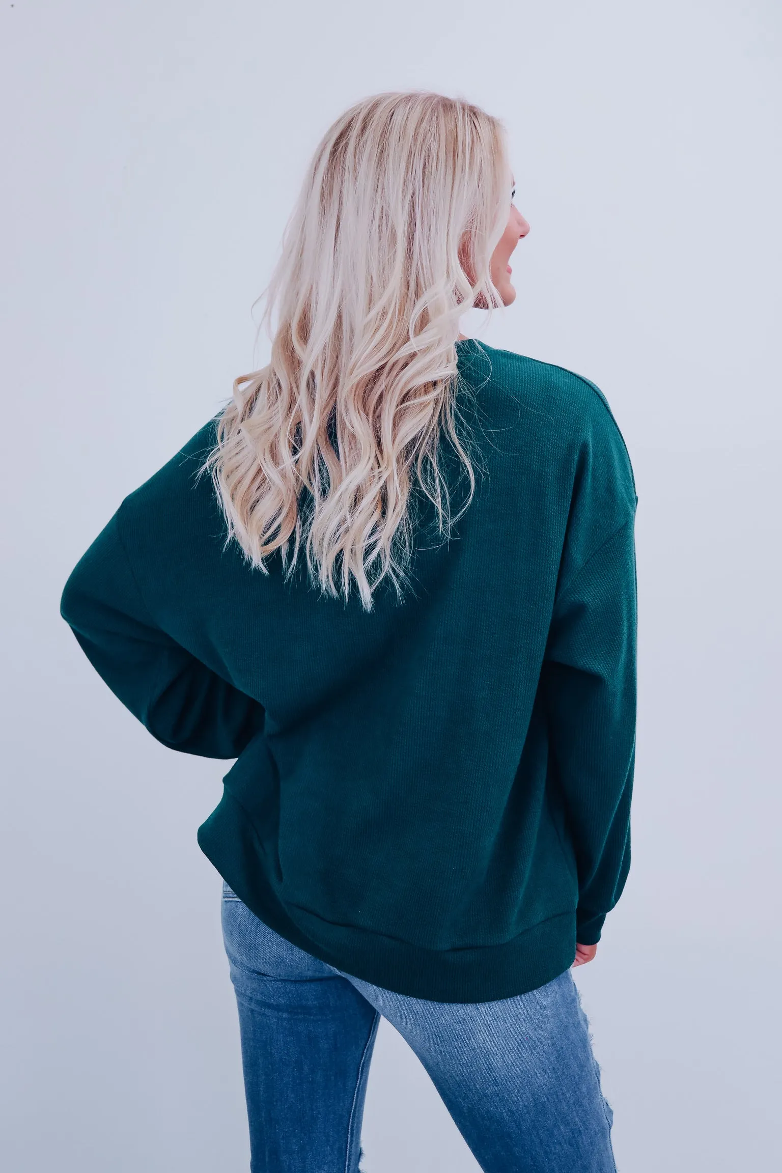 Merry Tinsel Ribbed Pullover - Dark Green