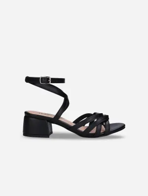 Mina Women's Vegan Apple Leather Strappy Sandals | Black