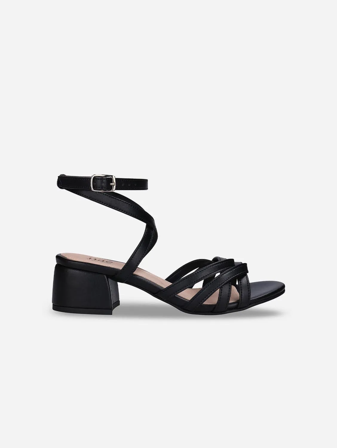 Mina Women's Vegan Apple Leather Strappy Sandals | Black