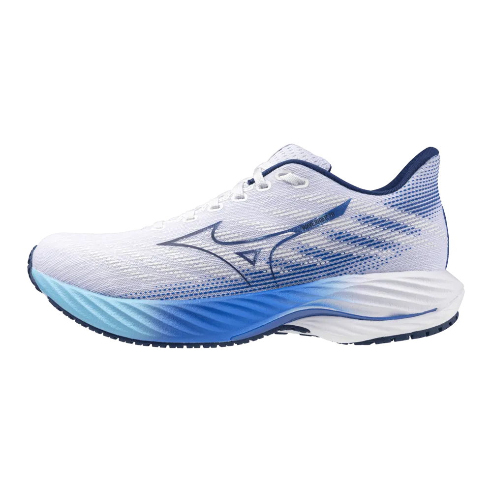 Mizuno Women's Wave Rider 28 Running Shoes in White/Mugen Blue/River Blue AW24