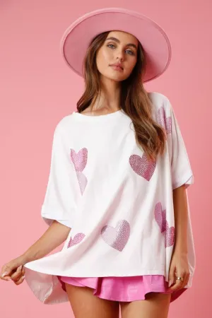 My Rhinestone Heart White Tee