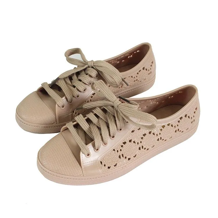 new fashion low-top shoes casual flat solid color hollow strap white shoes 2024