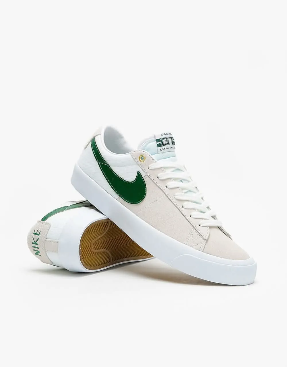 Nike SB Zoom Blazer Low Pro GT Skate Shoes - White/Fir-White-Gum Lt Brown