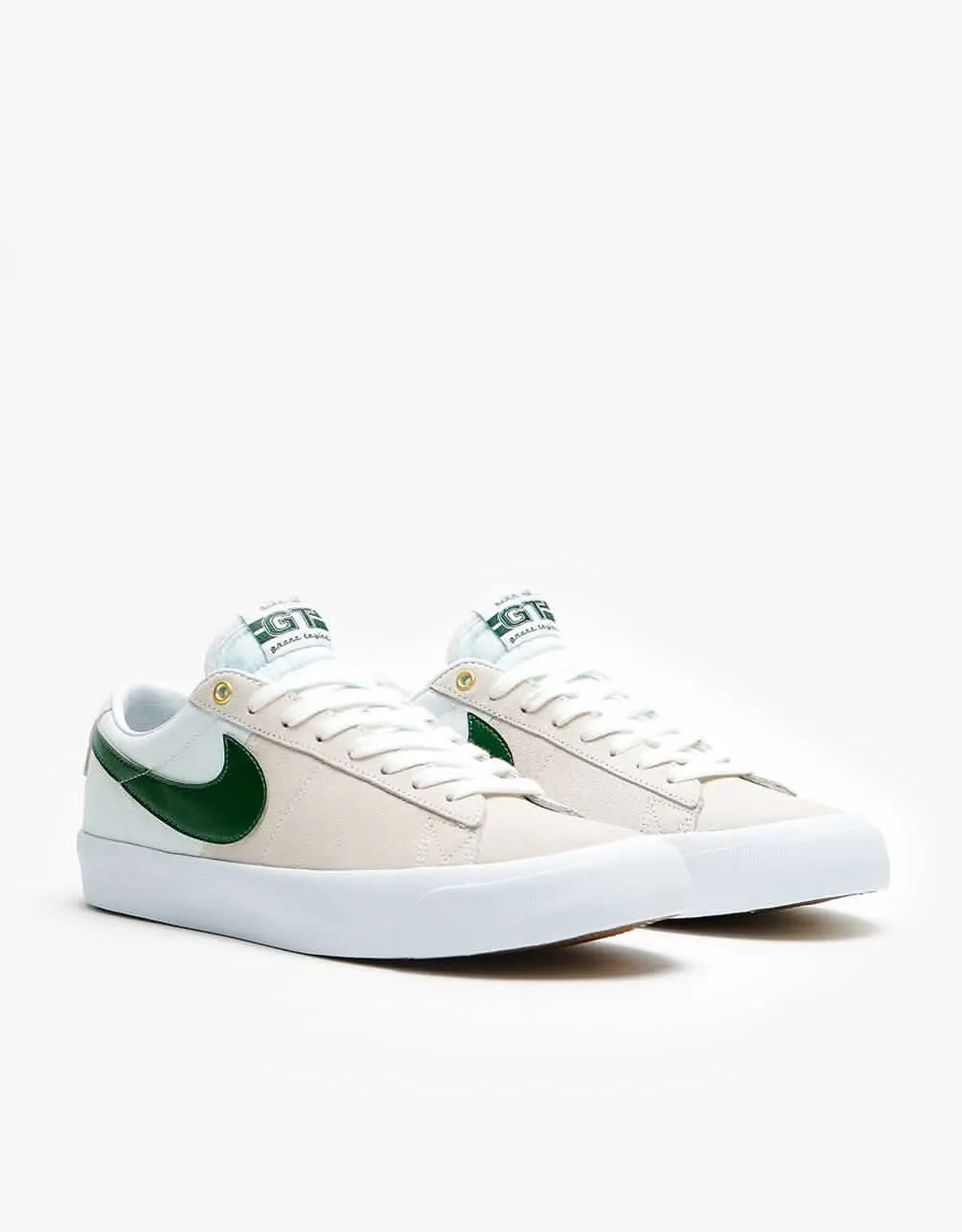 Nike SB Zoom Blazer Low Pro GT Skate Shoes - White/Fir-White-Gum Lt Brown