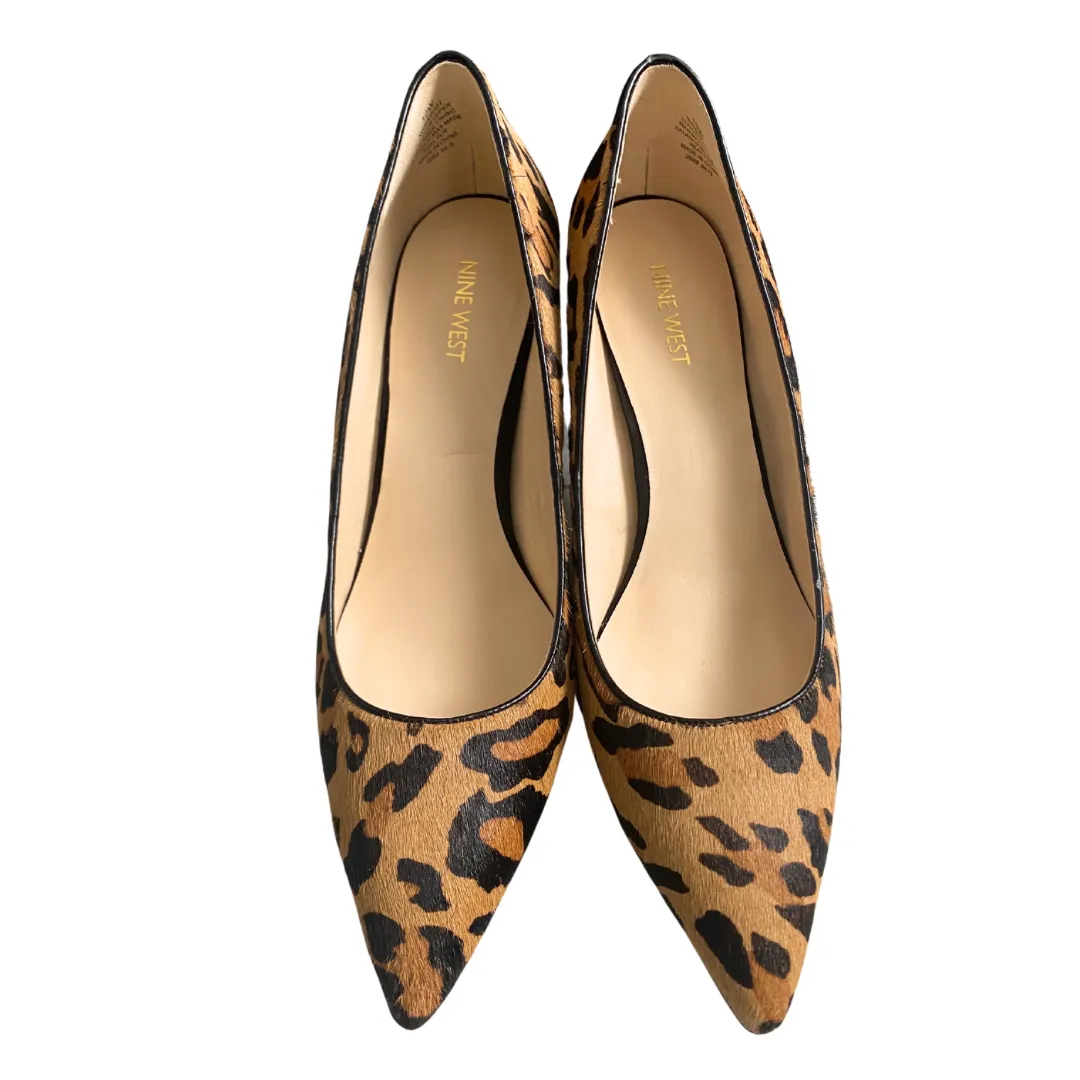 Nine West Arlene Leopard Print Pumps Kitten Heels Tan SIZE 41