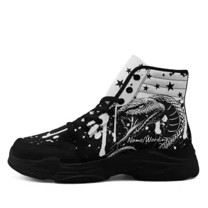 Personalized High-Top Sneakers, Custom Skull, Spider Design Shoes, Glow at Night Shoes