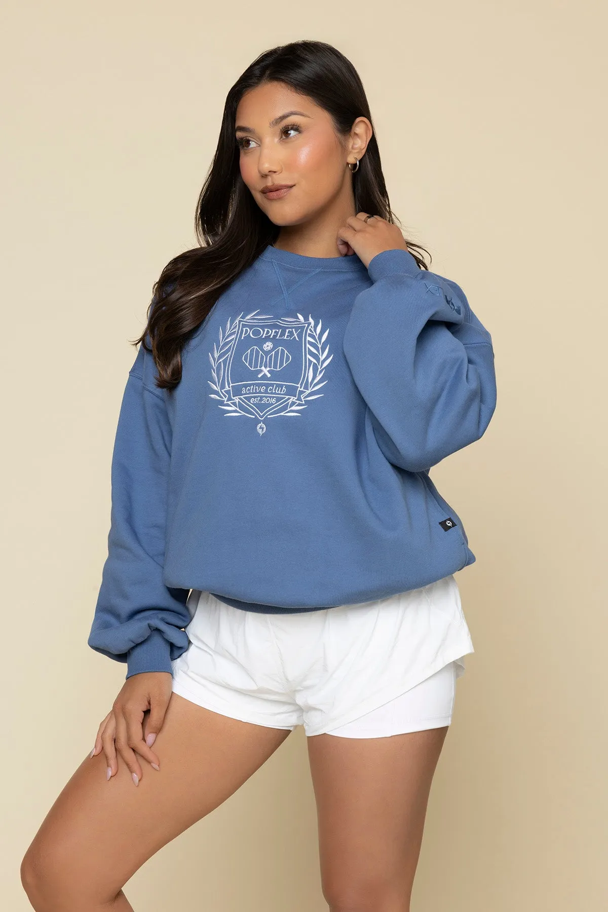 POPFLEX® Active Club Cloud Crewneck Sweater - Blue Horizon