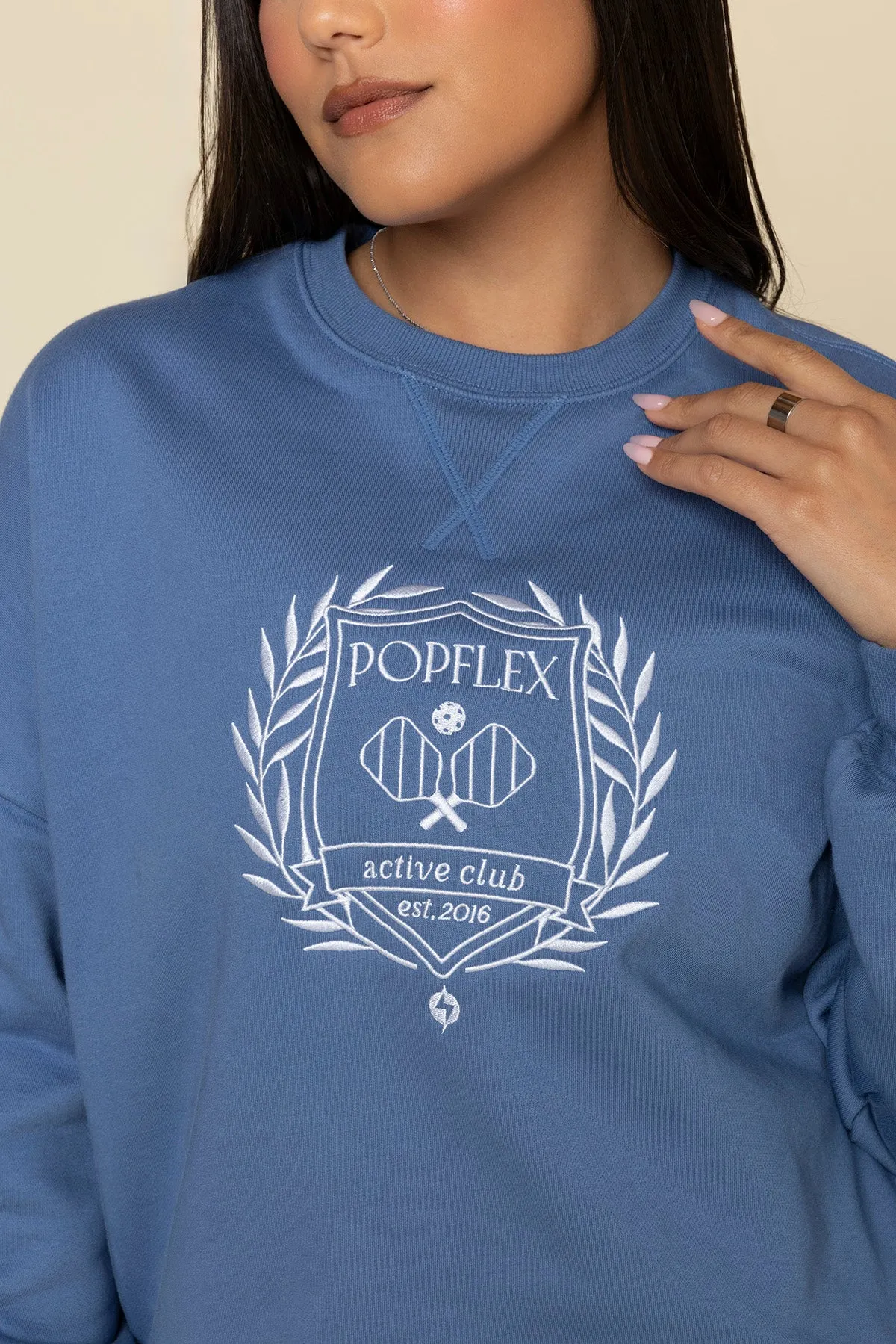 POPFLEX® Active Club Cloud Crewneck Sweater - Blue Horizon