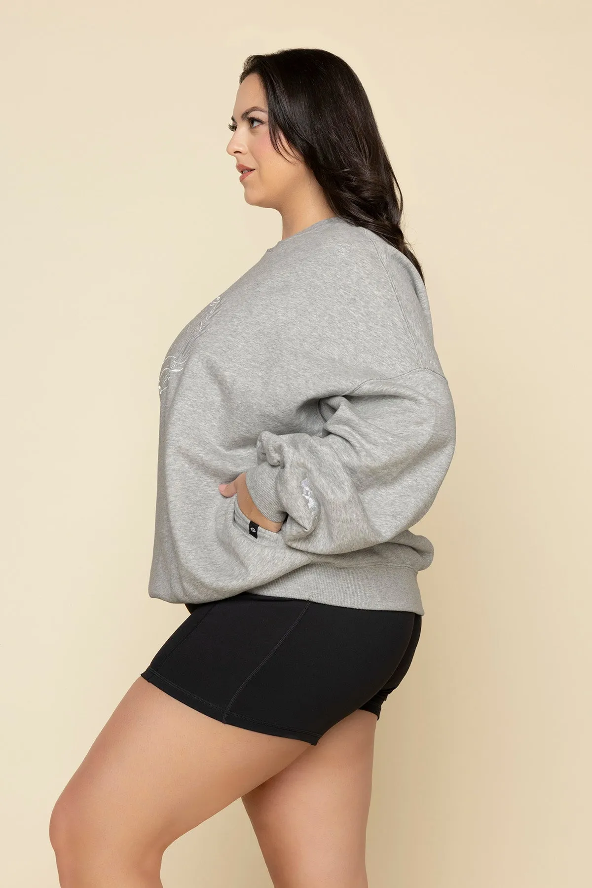 POPFLEX® Active Club Cloud Crewneck Sweater - Heather Grey