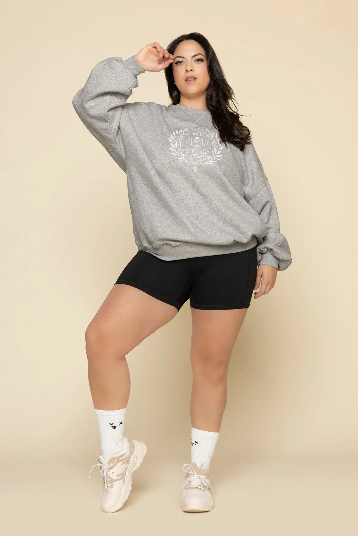 POPFLEX® Active Club Cloud Crewneck Sweater - Heather Grey