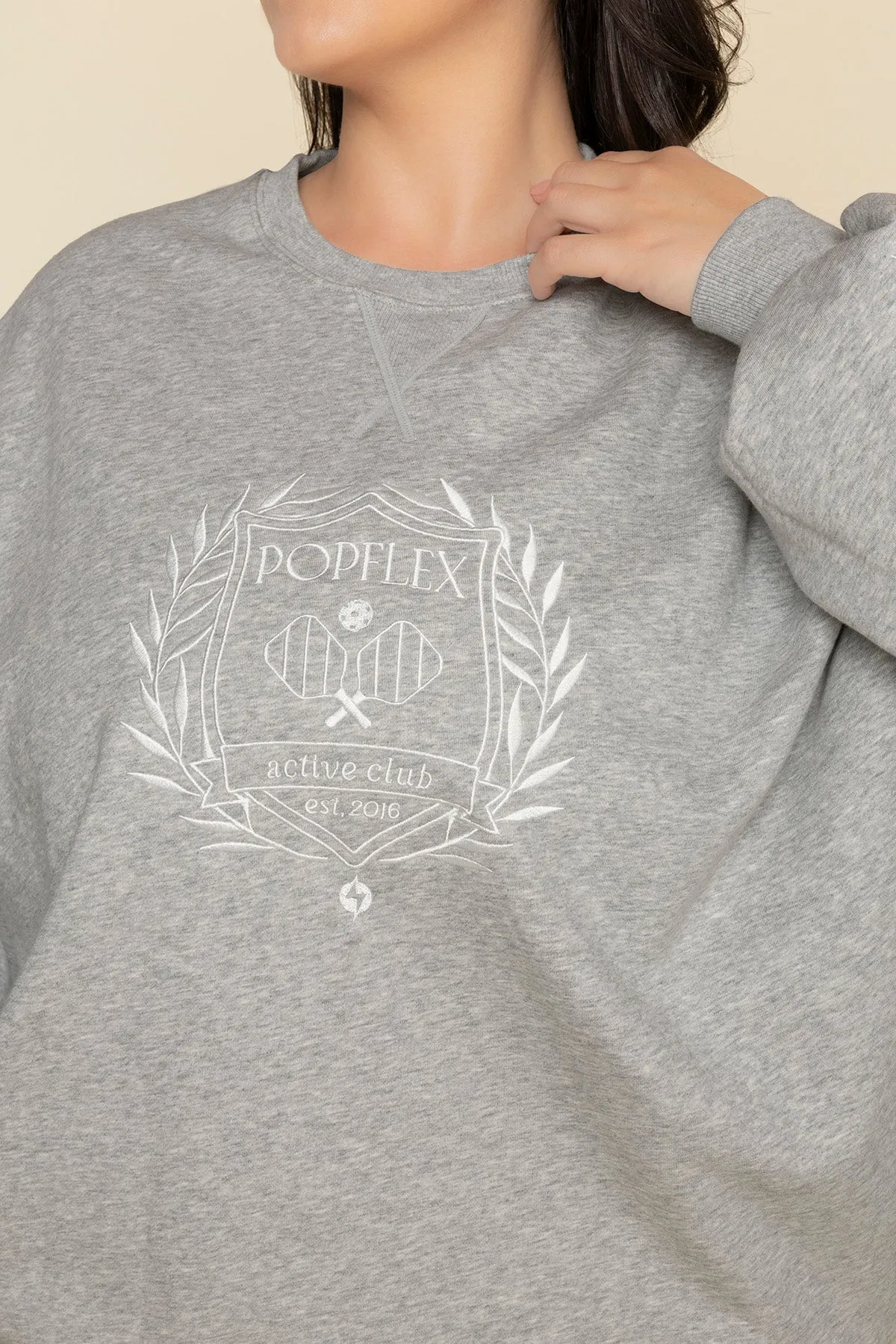 POPFLEX® Active Club Cloud Crewneck Sweater - Heather Grey