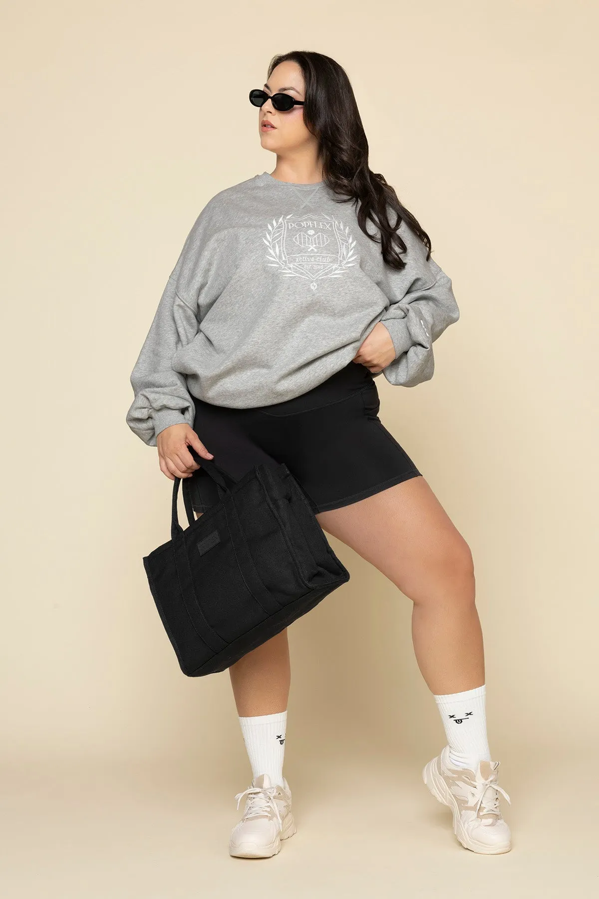 POPFLEX® Active Club Cloud Crewneck Sweater - Heather Grey