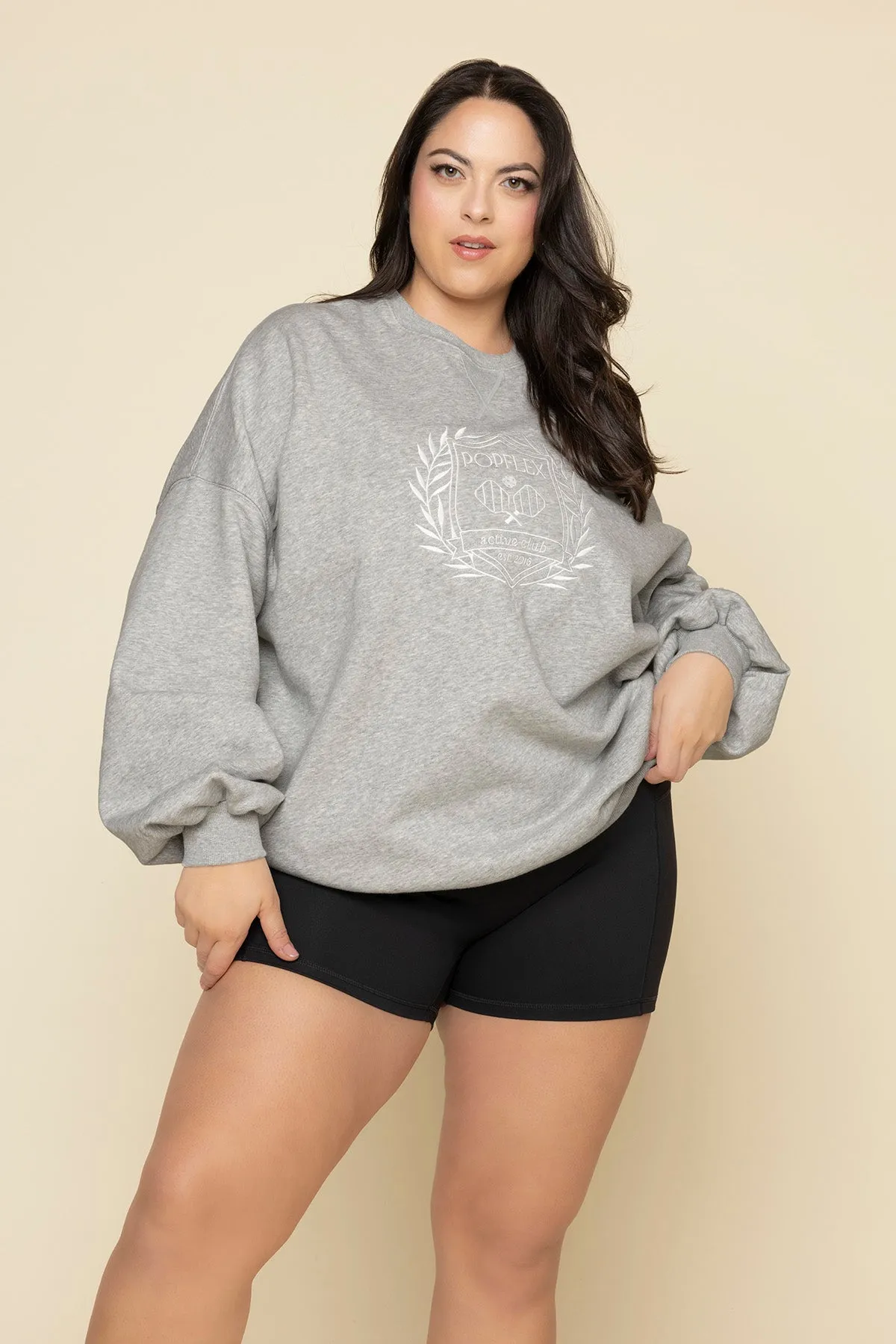 POPFLEX® Active Club Cloud Crewneck Sweater - Heather Grey