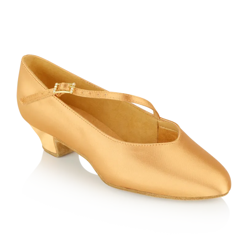 Ray Rose 206 Sunset Flesh Satin Girl's Standard Ballroom Dance Shoe with Diagonal Strap