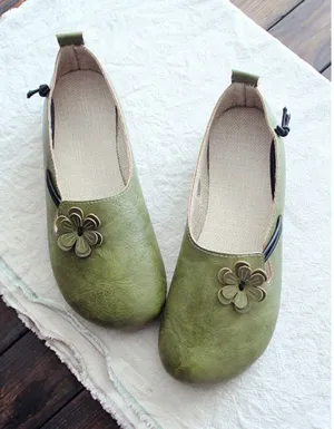 Retro Round Head Comfortable Flat Shoes