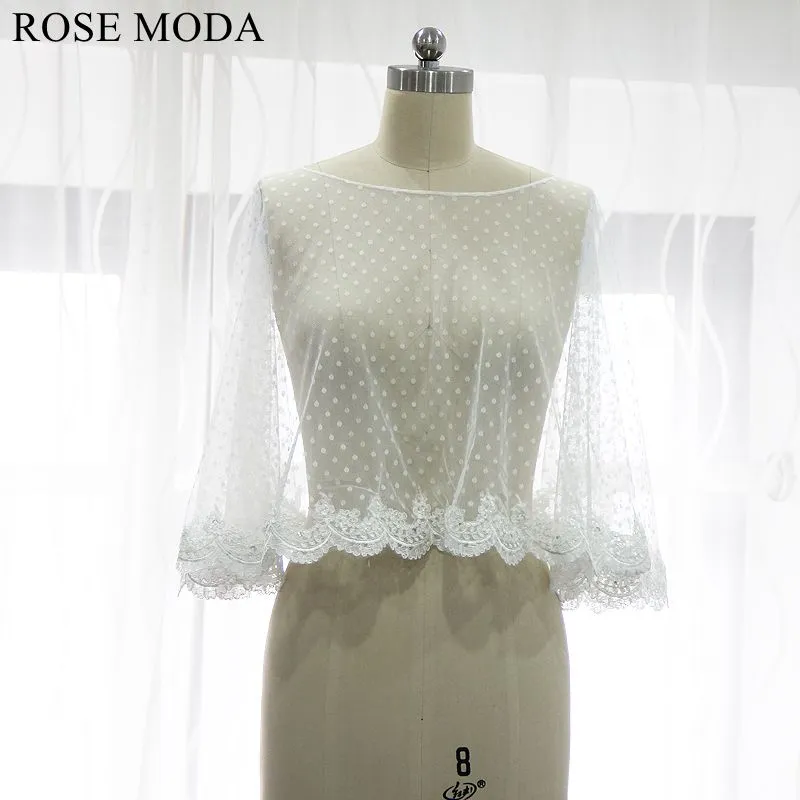 Rosemoda Lace Mermaid Wedding Dress With Removable Cape