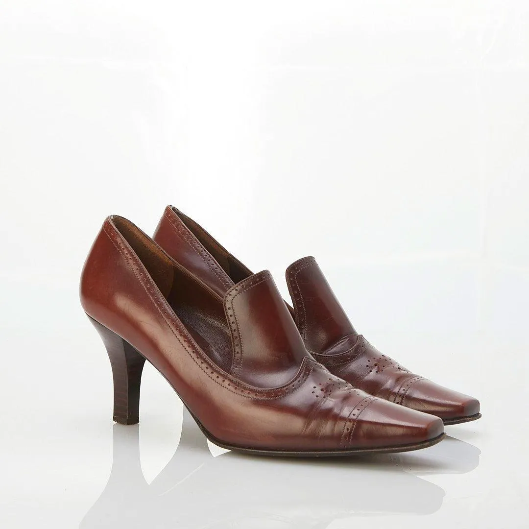 Salvatore Ferragamo Leather Brown Court Style Shoe UK Size 6.5.