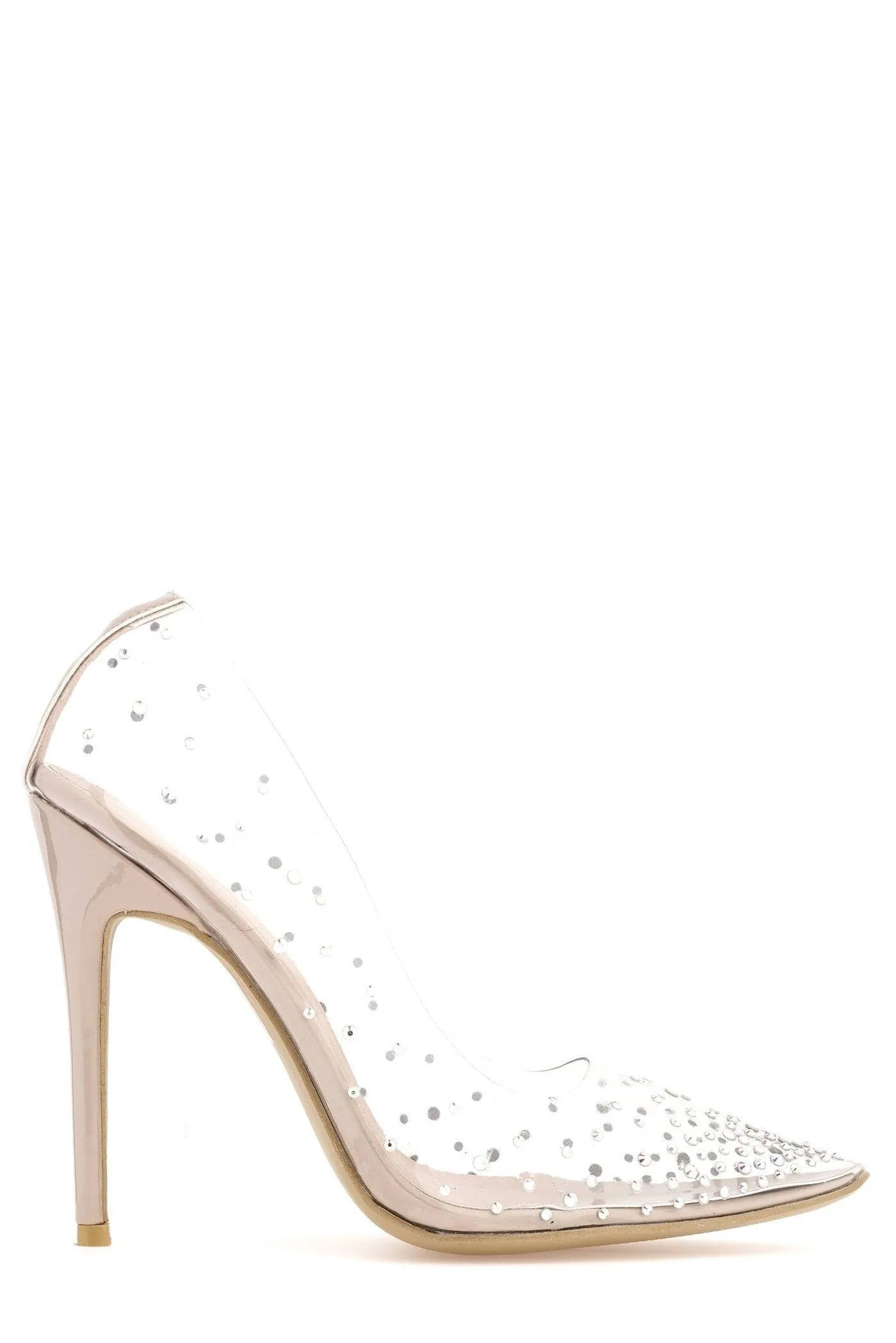 Sassy Perspex Diamante Court Shoe in Nude