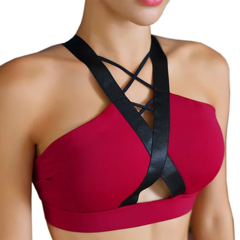 Sexy Backless Cross Strap Push Up Sports Bra