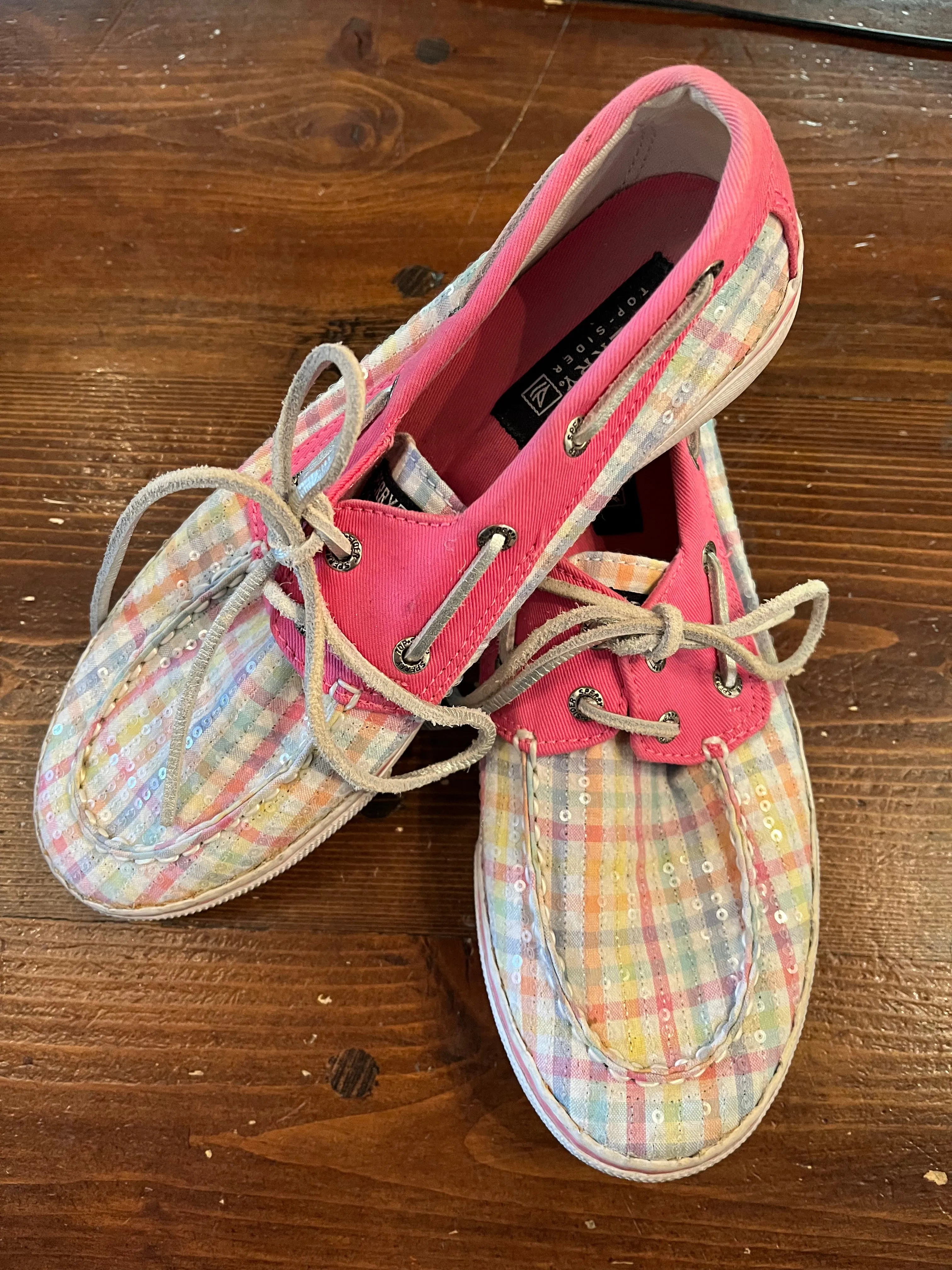 Sperry Sequin & Plaid Top Sider Boat Shoes (Size 5)